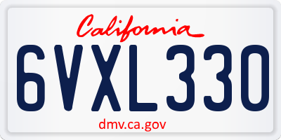 CA license plate 6VXL330