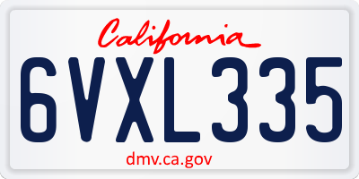 CA license plate 6VXL335
