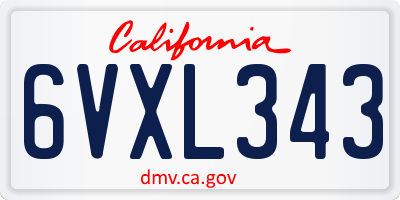 CA license plate 6VXL343
