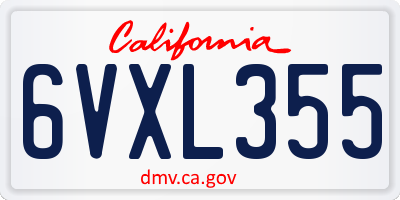 CA license plate 6VXL355