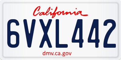CA license plate 6VXL442