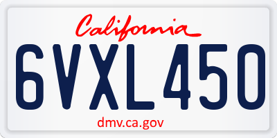 CA license plate 6VXL450