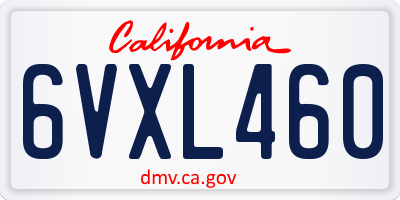 CA license plate 6VXL460