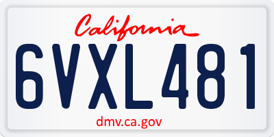 CA license plate 6VXL481