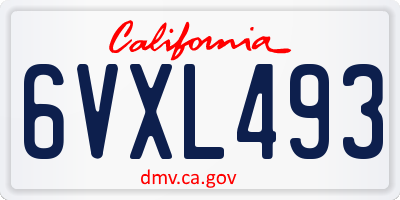 CA license plate 6VXL493