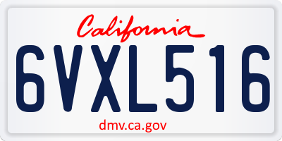 CA license plate 6VXL516