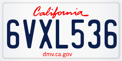 CA license plate 6VXL536