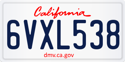 CA license plate 6VXL538