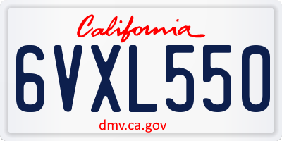 CA license plate 6VXL550