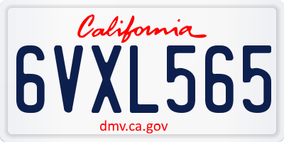CA license plate 6VXL565
