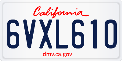 CA license plate 6VXL610
