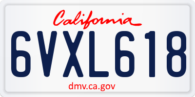 CA license plate 6VXL618