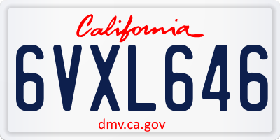 CA license plate 6VXL646