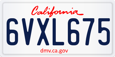 CA license plate 6VXL675