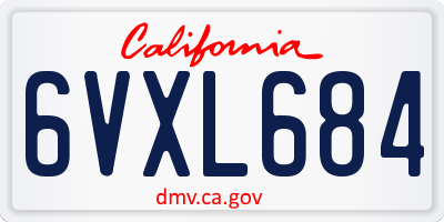 CA license plate 6VXL684