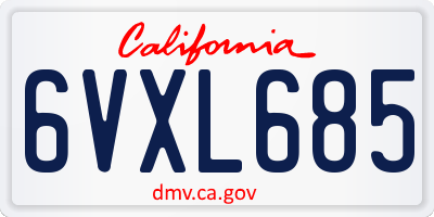 CA license plate 6VXL685