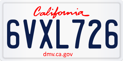 CA license plate 6VXL726