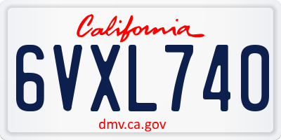CA license plate 6VXL740