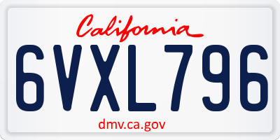 CA license plate 6VXL796