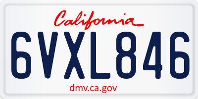 CA license plate 6VXL846