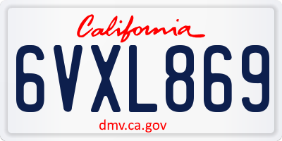 CA license plate 6VXL869