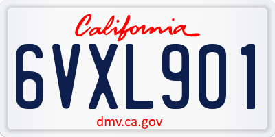 CA license plate 6VXL901