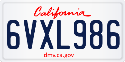 CA license plate 6VXL986