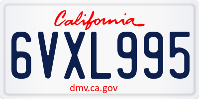 CA license plate 6VXL995