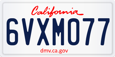 CA license plate 6VXM077