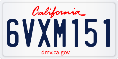CA license plate 6VXM151