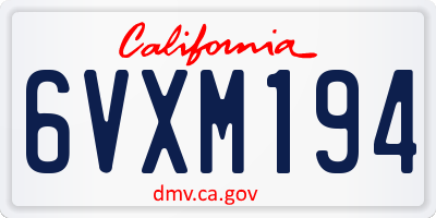 CA license plate 6VXM194