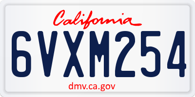 CA license plate 6VXM254