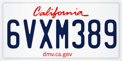 CA license plate 6VXM389