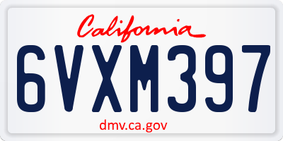 CA license plate 6VXM397