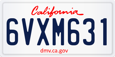 CA license plate 6VXM631