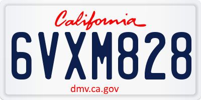 CA license plate 6VXM828