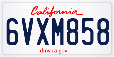 CA license plate 6VXM858