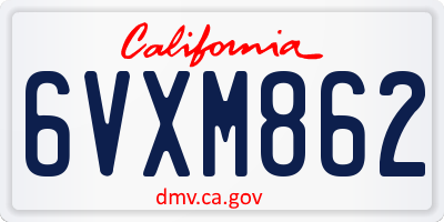 CA license plate 6VXM862