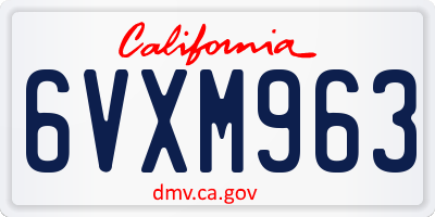 CA license plate 6VXM963
