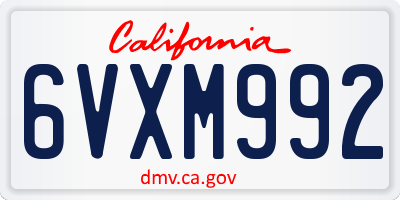 CA license plate 6VXM992