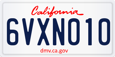 CA license plate 6VXN010