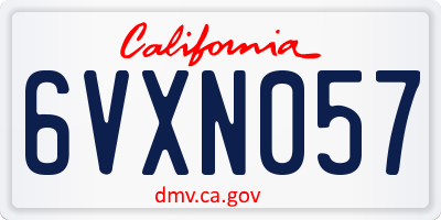 CA license plate 6VXN057