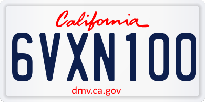 CA license plate 6VXN100