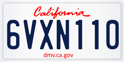 CA license plate 6VXN110