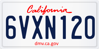 CA license plate 6VXN120