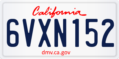 CA license plate 6VXN152