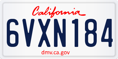 CA license plate 6VXN184
