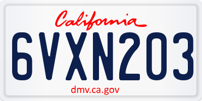 CA license plate 6VXN203