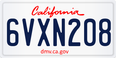 CA license plate 6VXN208