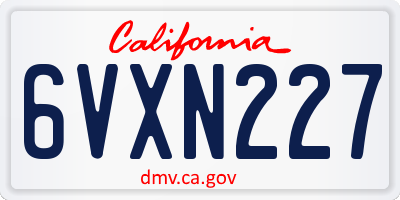 CA license plate 6VXN227